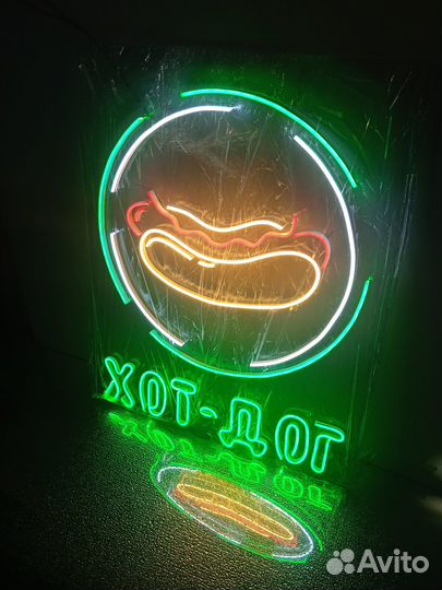 Готовая неоновая вывеска хот-дог