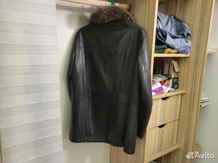 Кожаная куртка зимняя 46-48