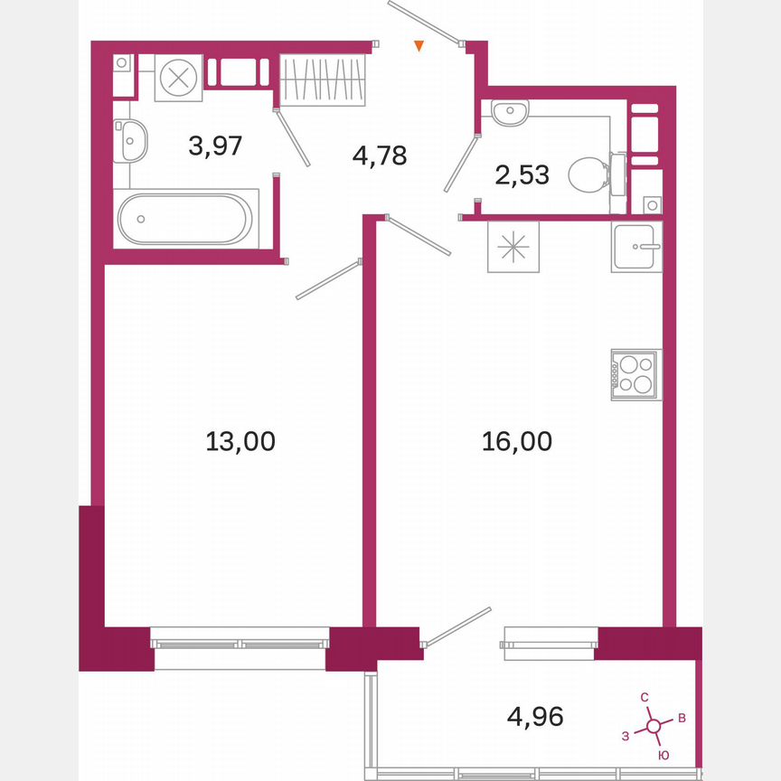 1-к. квартира, 41,8 м², 6/10 эт.