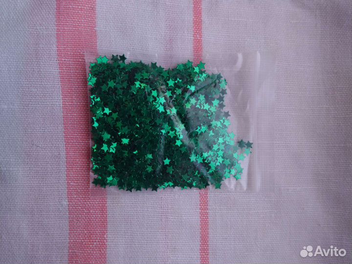 Блестки для творчества (звёздочки зелёные)