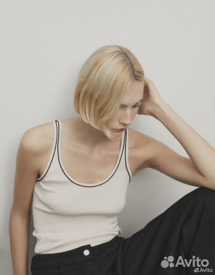 Майка топ в рубчик Massimo Dutti