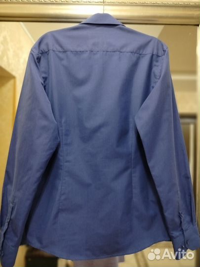 Эффектная синяя мужская рубашка grossir. Размер L