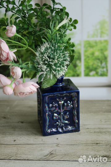 Ваза кобальт фарфор Бронницы СССР