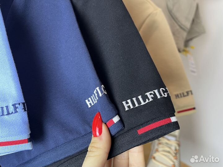 Поло Tommy Hilfiger 46-58 Белый, голубой, синий, б