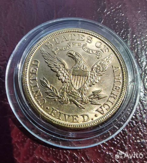 5 долларов 1907 США золото. Редкая