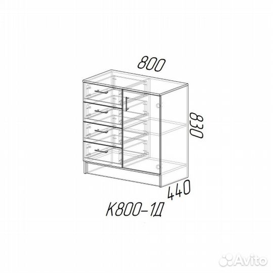 Комод К800-1Д - Венге / Лоредо