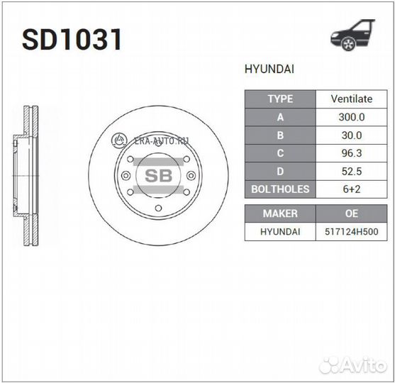 Sangsin brake SD1031 Диск тормозной передний hyund