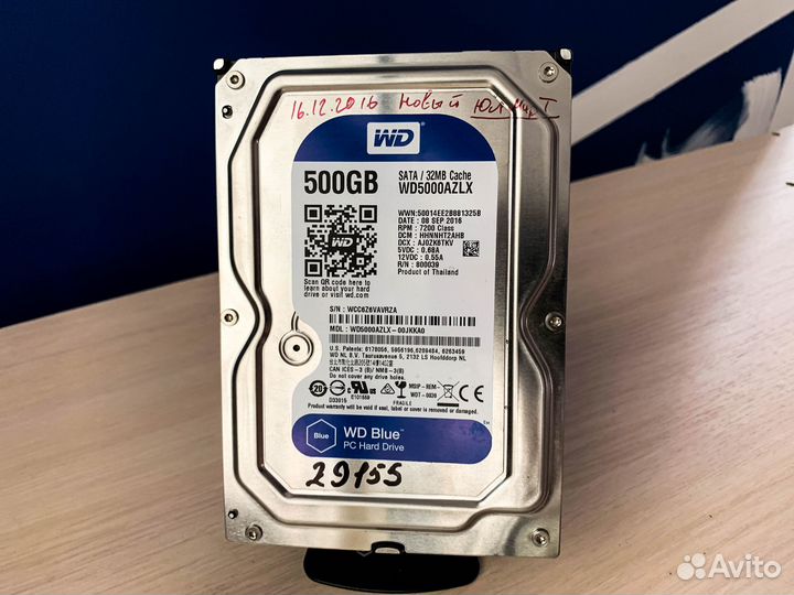 Жесткий диск Western Digital Blue 500Гб WD5000azlx