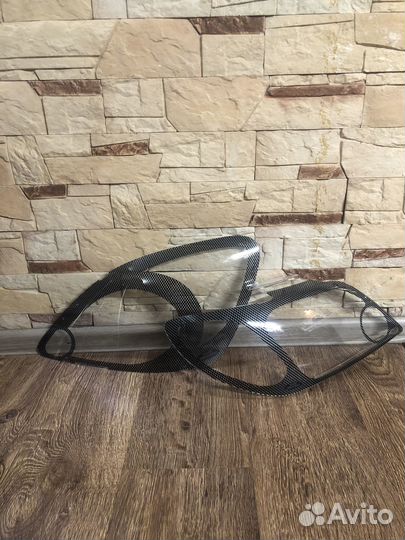 Защита фар прозрачная Honda CRV 02, карбон, Mitsub