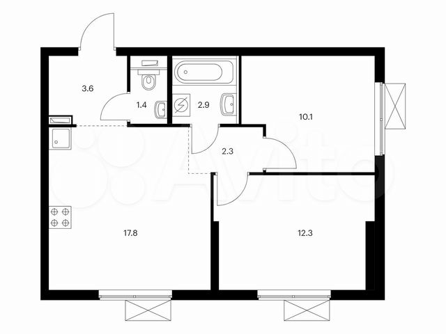 2-к. квартира, 50,4 м², 22/25 эт.