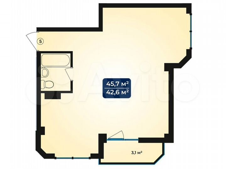 2-к. апартаменты, 45,7 м², 4/11 эт.