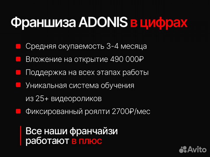 Готовый бизнес брендирования adonis прибыть от 150к