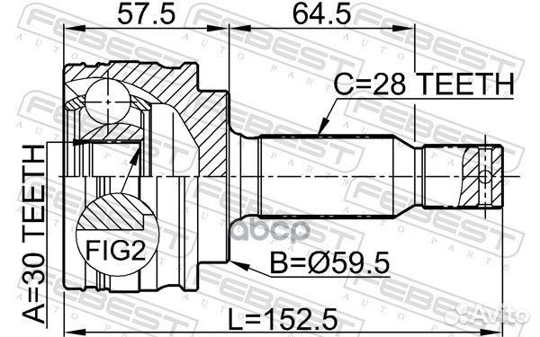 Шрус наружный 30X59.5X28 0410CY2 Febest