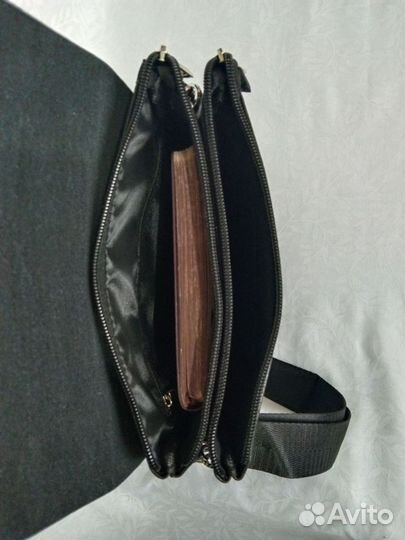 Новая мужская сумка-планшет через плечо кожаная