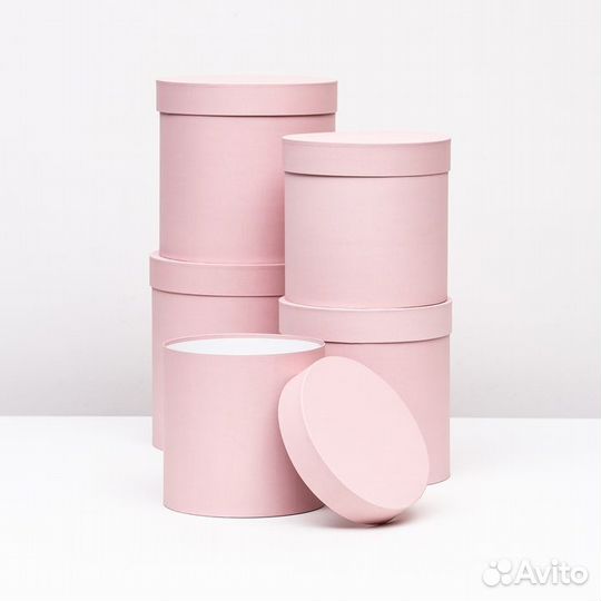 Набор круглых коробок 5 в 1 'Краски', пыльная роза