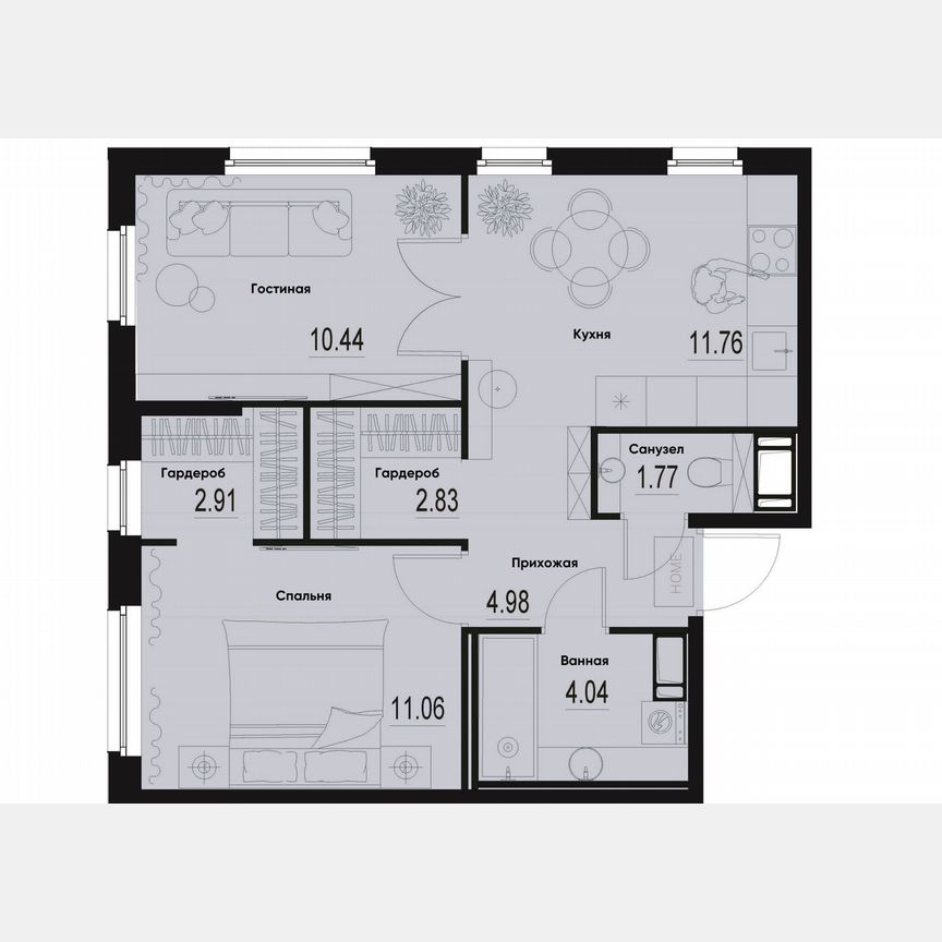 2-к. квартира, 49,8 м², 2/12 эт.