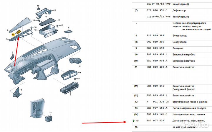 Датчик света 8K0907539