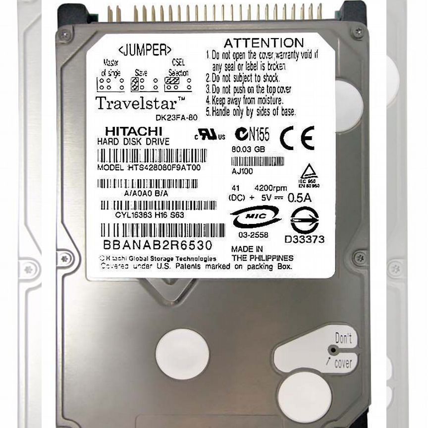 [DK23FA-80] Жесткий Диск Hitachi 80gb 4200 Ide 2,5" Dk23fa-80