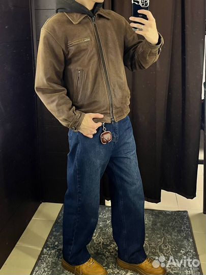 Винтажный пилотный бомбер из натуральной плотной к