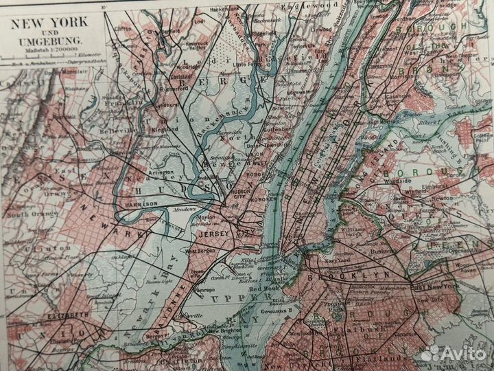 Старинная карта Нью - Йорк США