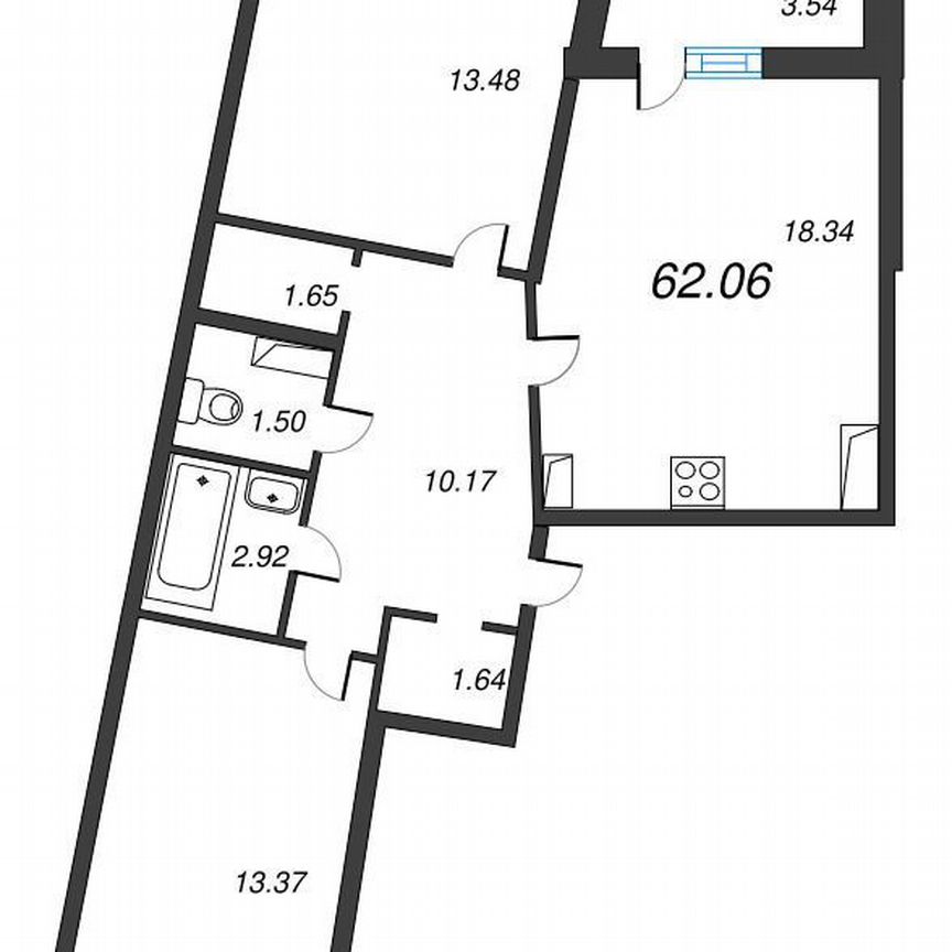 2-к. квартира, 63,9 м², 9/22 эт.