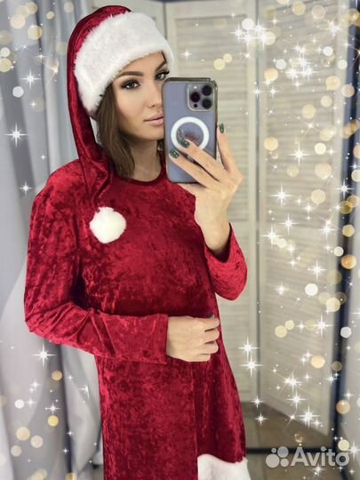 Новогодний костюм Санта Леди Снегурочка