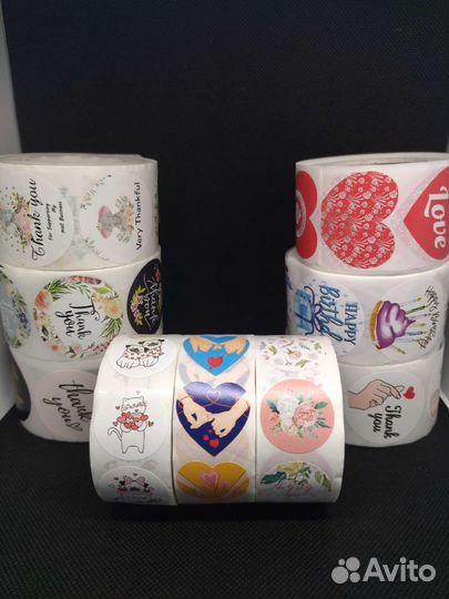 Наклейки стикеры для подарков, цветов