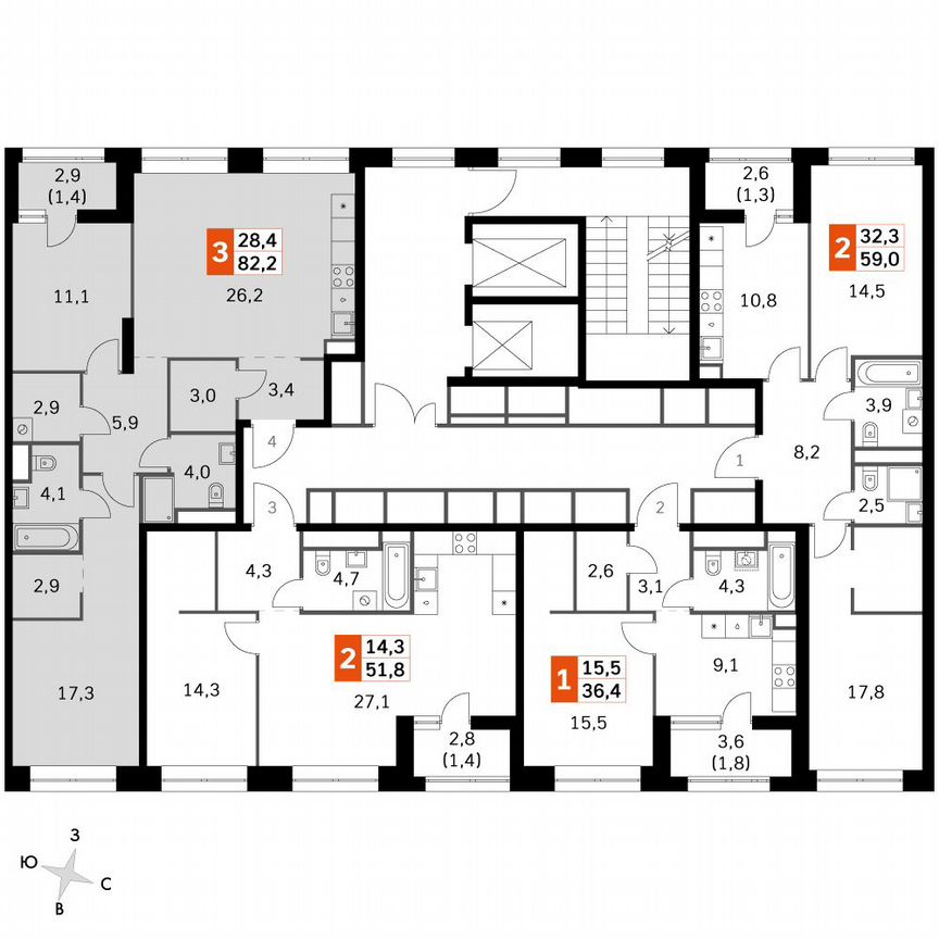 2-к. квартира, 82,3 м², 28/28 эт.
