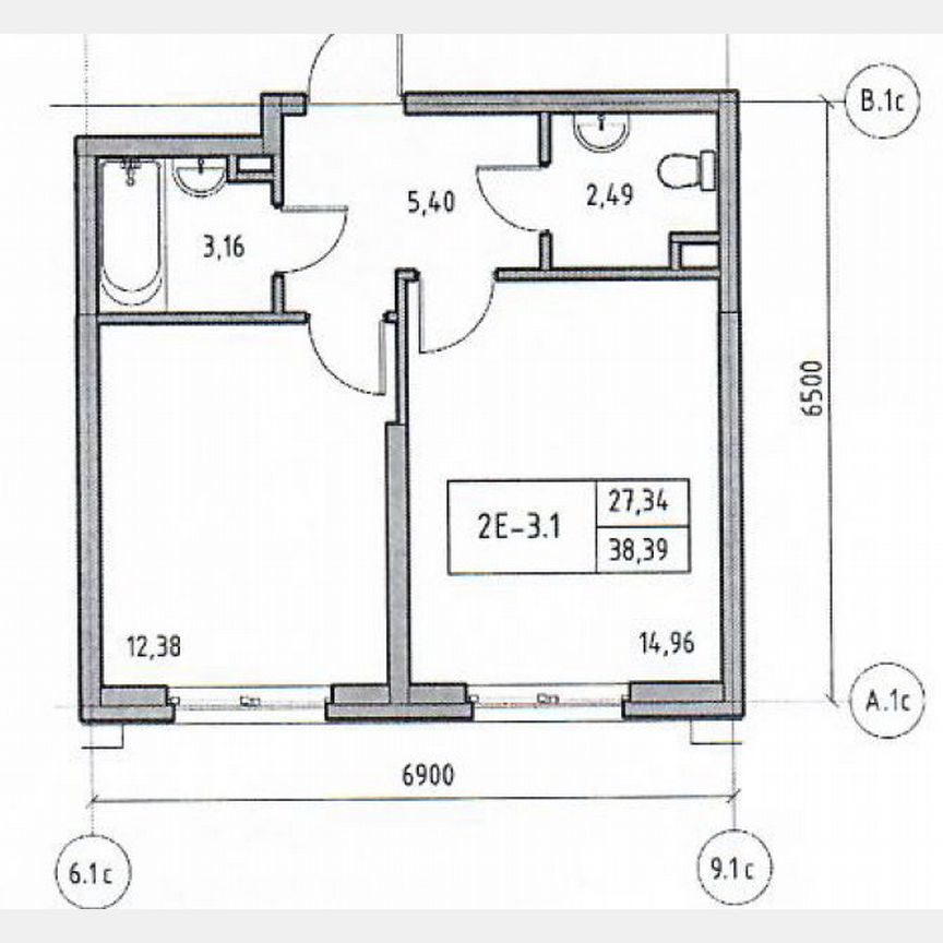 1-к. апартаменты, 38,4 м², 8/14 эт.