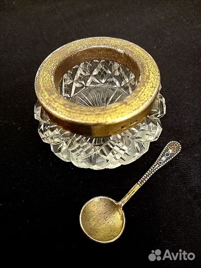 Солонка хрусталь,серебро СССР