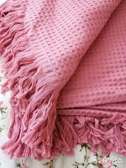 Плед покрывало вафельный 150 на 200 хлопок