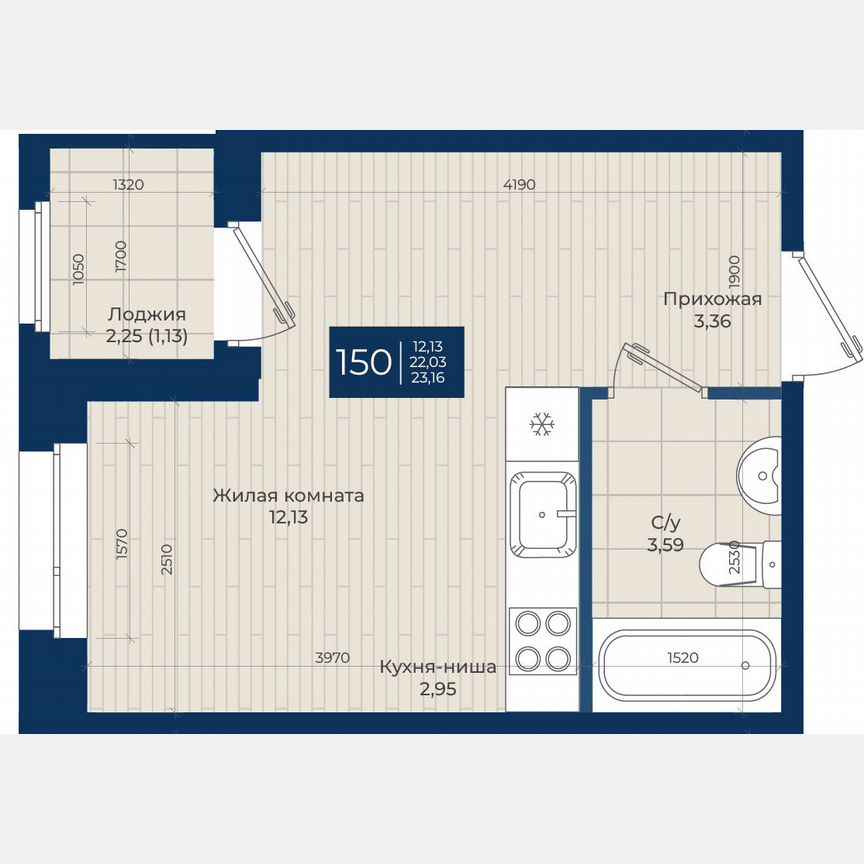 Квартира-студия, 23,2 м², 11/12 эт.