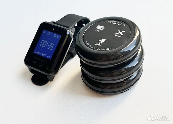 Кнопка вызова официанта комплект с часами пейджер