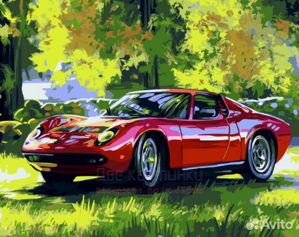 Картина по номерам 40x50 Красный стильный автомоби