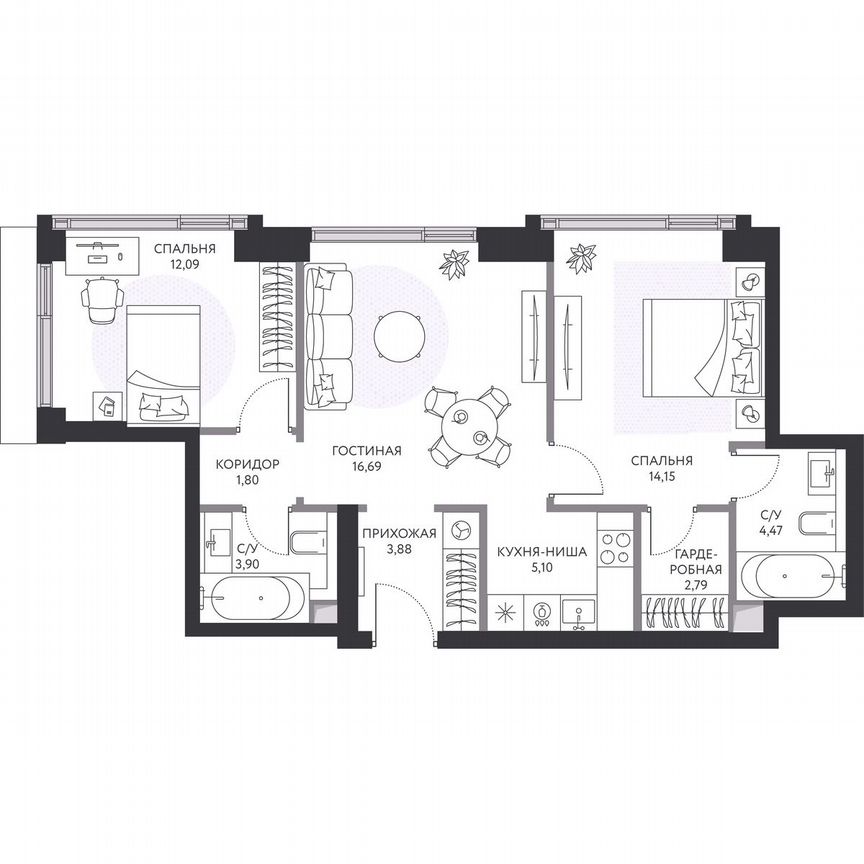 2-к. квартира, 65,8 м², 31/41 эт.