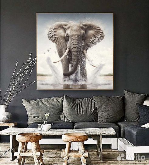 Современная картина маслом слон