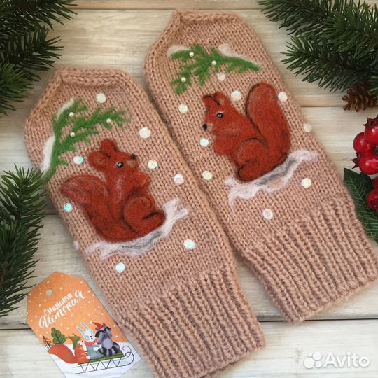 Варежки вязаные ручной работы