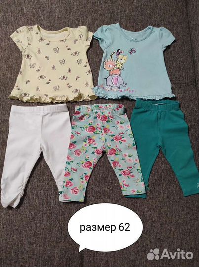 Летние вещи для девочки, р-р 62. 1-3 мес
