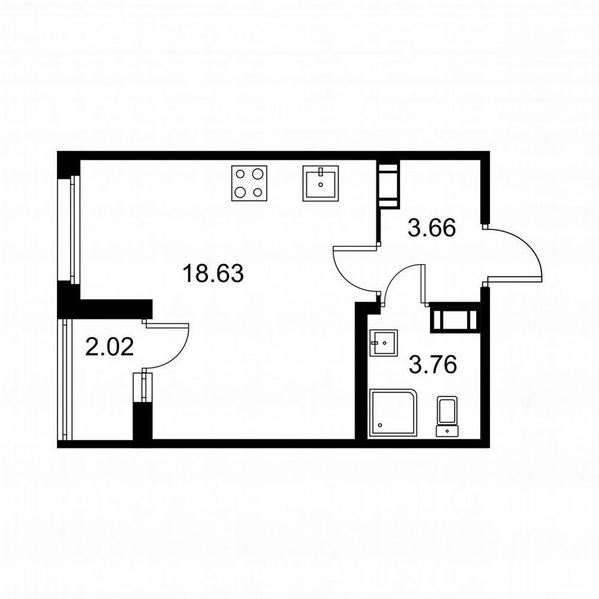Квартира-студия, 27,1 м², 8/9 эт.