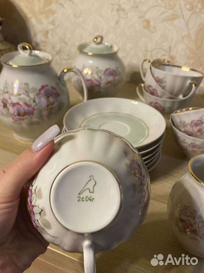 Чайный сервиз Дулево, сахарница, чашки