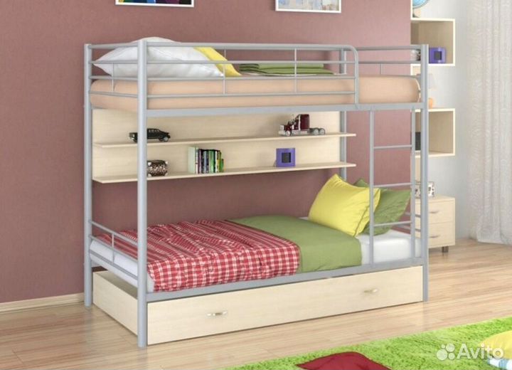 Двухъярусная кровать манеж с высокими бортиками