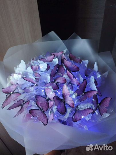 Букеты из бабочек с подсветкой ручной работы