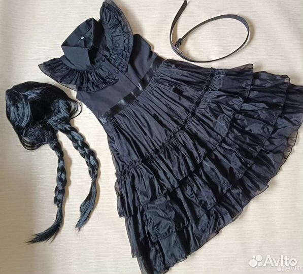 Платье костюм вэнздей набор с париком 116-150