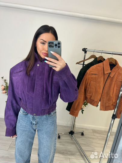 Куртка бомбер из натуральной замши