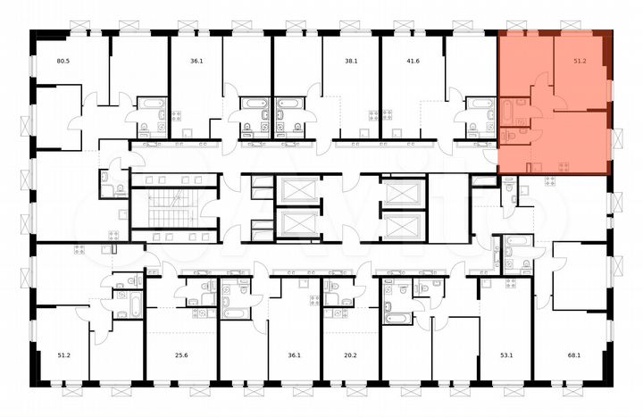 2-к. квартира, 51,2 м², 33/33 эт.