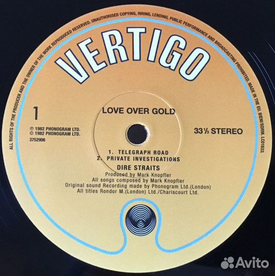 Виниловая пластинка Dire Straits, Love Over Gold