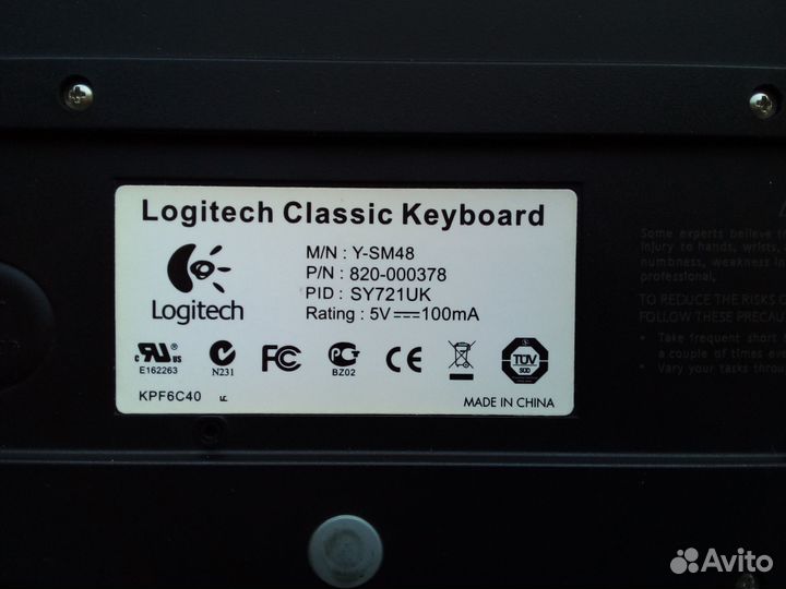 Клавиатура logitech (разъём ps/2)