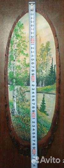 Картина на срезе дерева