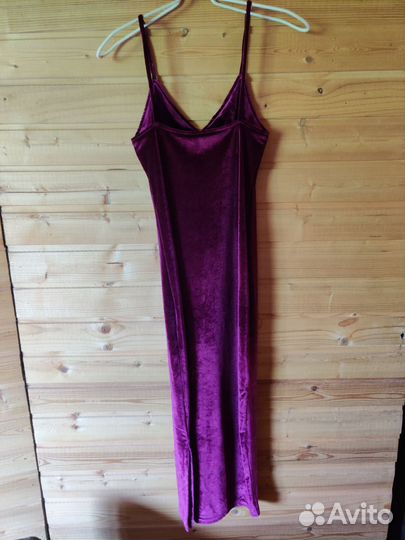 Бархатное платье бордо xs