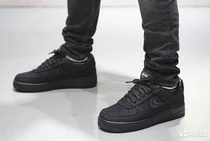 Кроссовки Nike Air Force 1 Stussy Black (36-45)